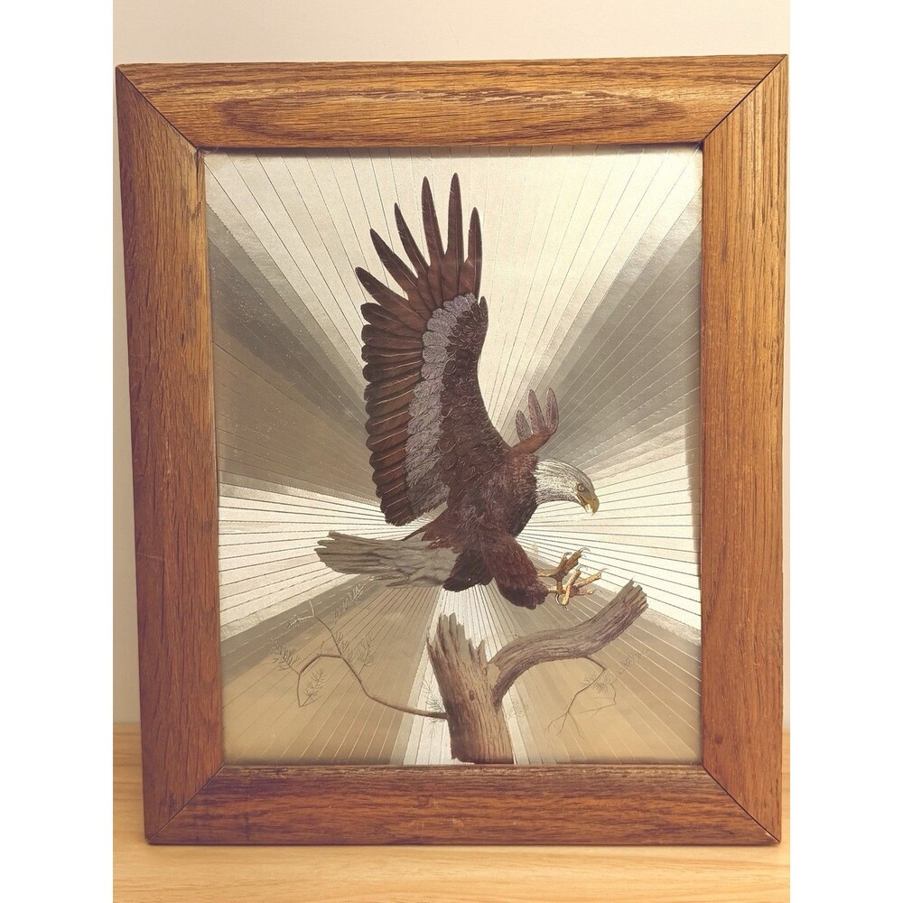 Vintage Dufex North American Bald Eagle Ralph S Coventry Foil Art Print Framed